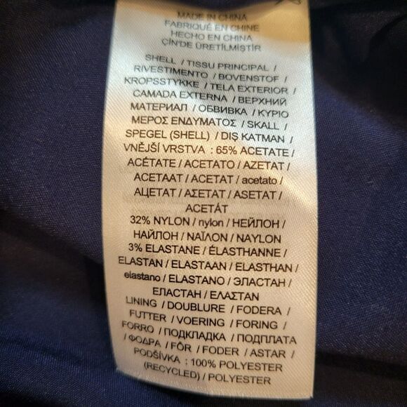 LAUREN Ralph Lauren Satin One-Shoulder Dress Navy Blue Size 14 - Picture 10 of 10